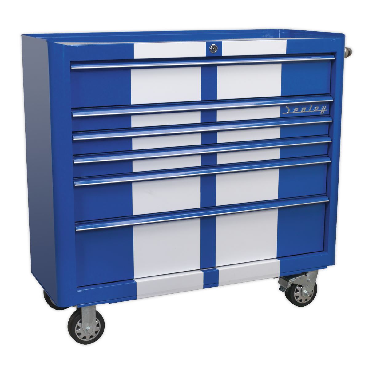 Sealey Retro Style Extra-Wide Topchest & Rollcab Combination 10 Drawer Blue/Whit
