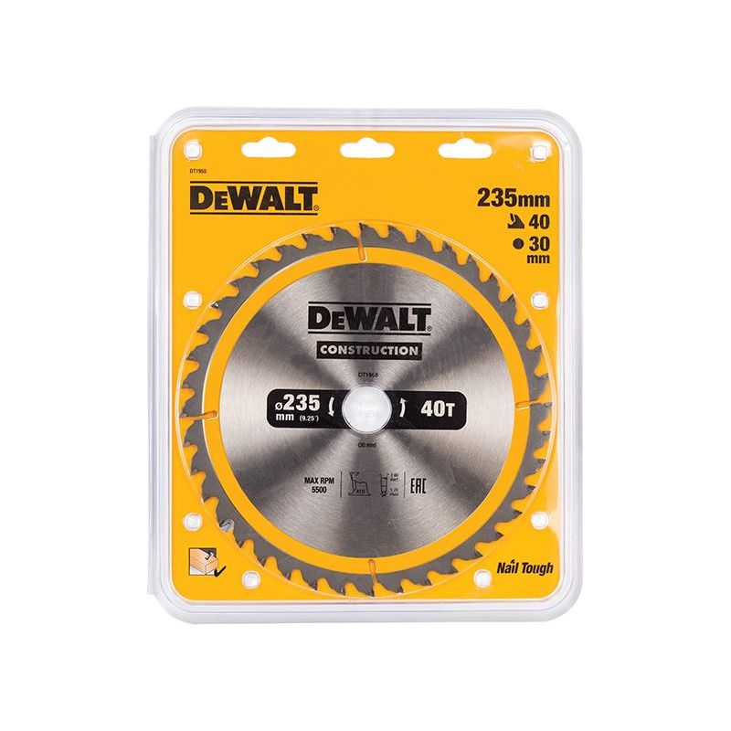 Dewalt Power Tools Portable Construction Circular Saw Blade 235 x 30mm x 40T