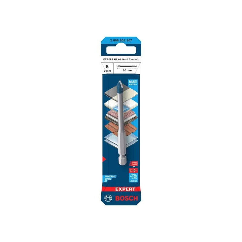 Bosch Powertool Accessories EXPERT HEX-9 Hard Ceramic Drill Bit 6 x 90mm