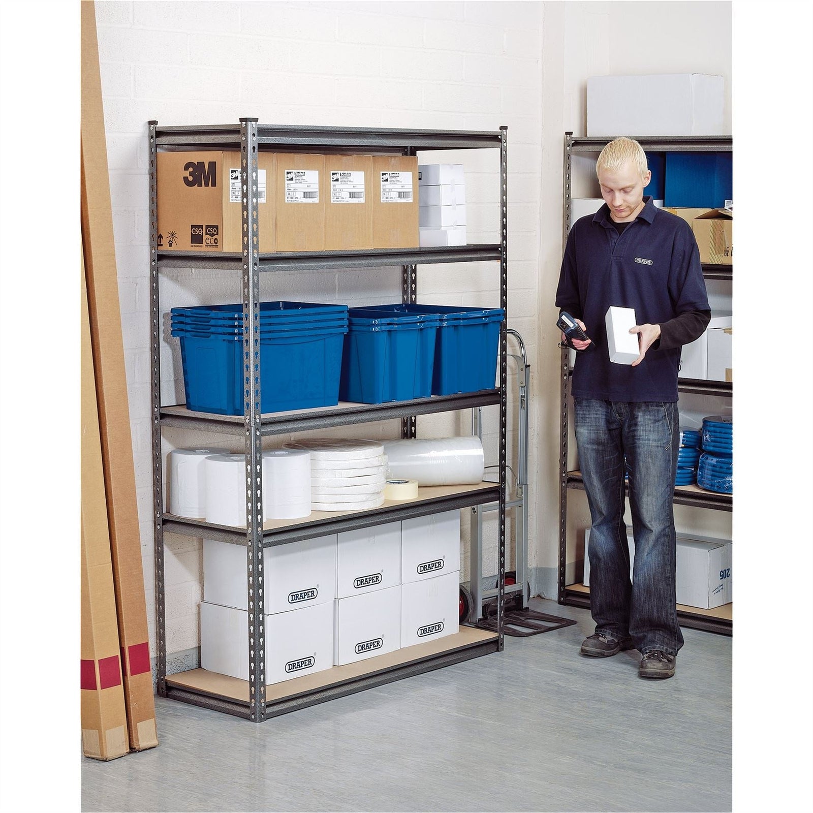 Draper Heavy Duty Steel Shelving Unit, 5 Shelves, L1220 x W450 x H1830mm 21663