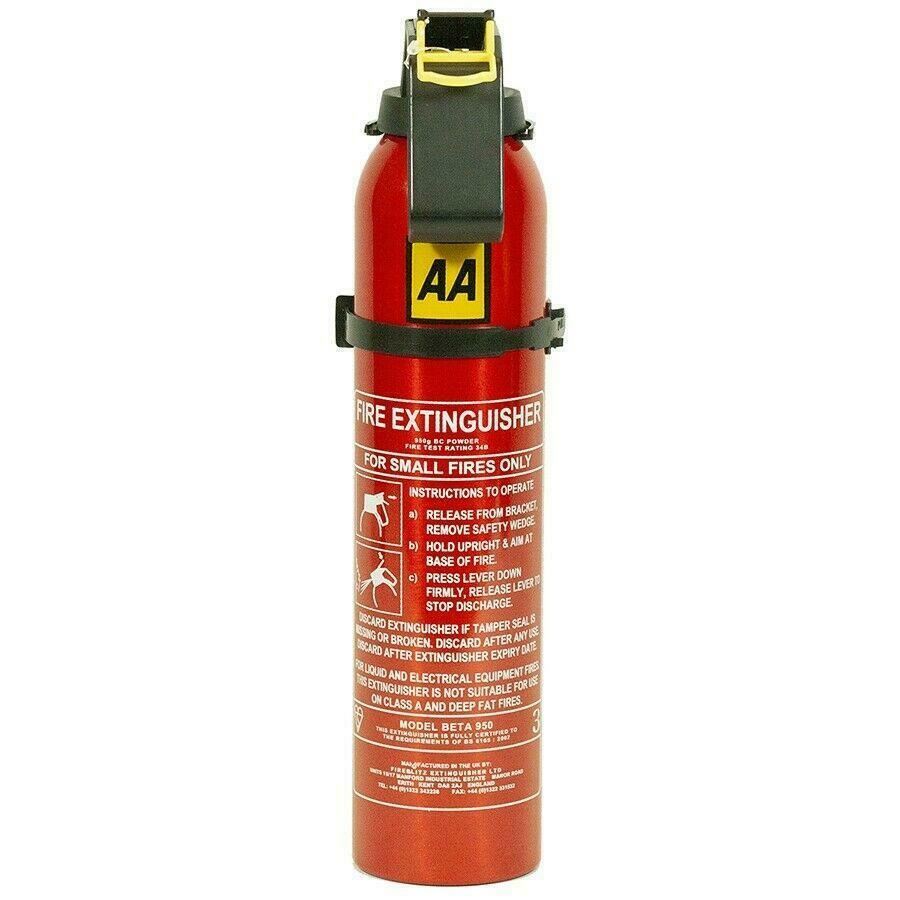 AA Fire Extinguisher Powder Compact Portable Car Home Caravan + Bracket 950g