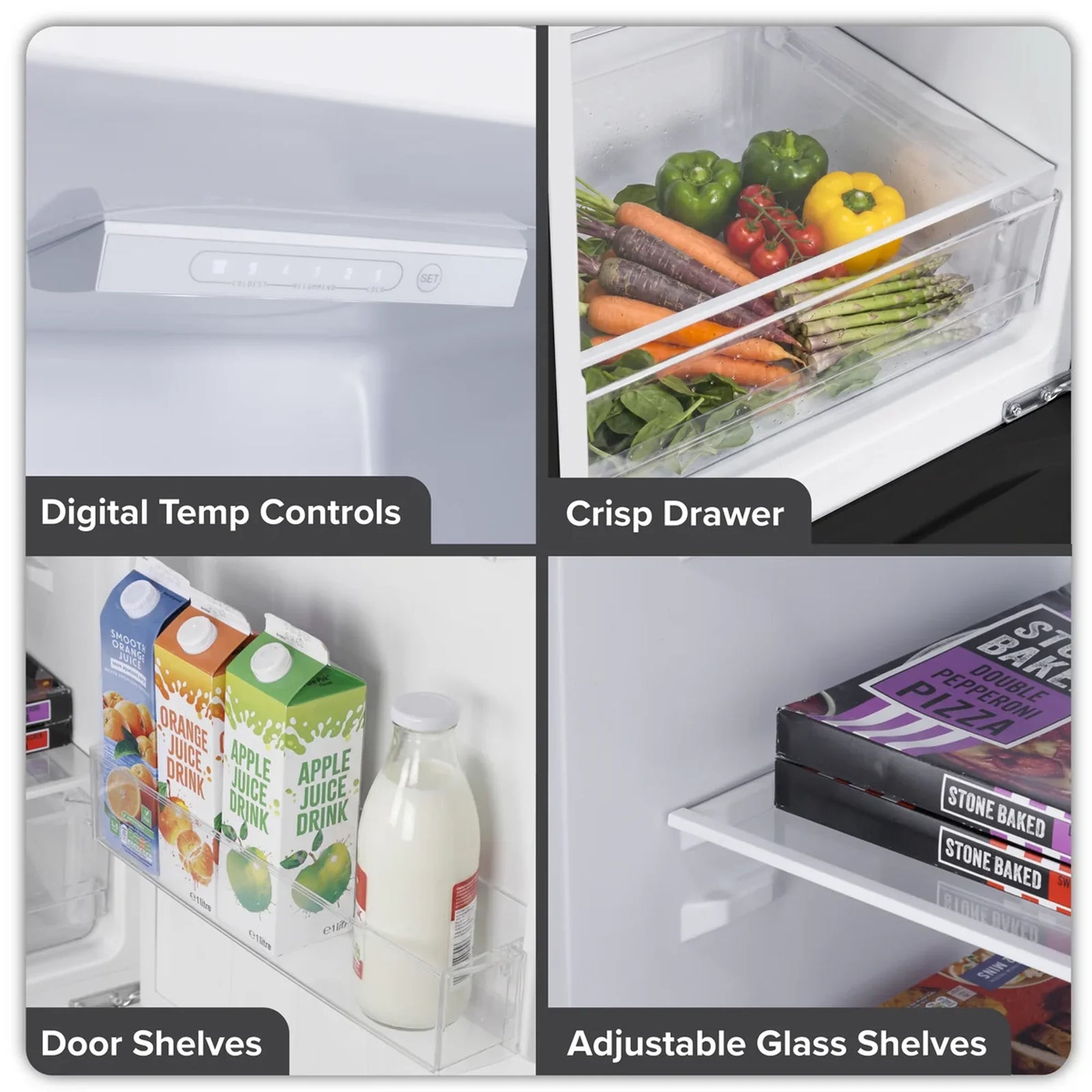 Baridi Fridge Freezer DH327 227L Capacity - Black