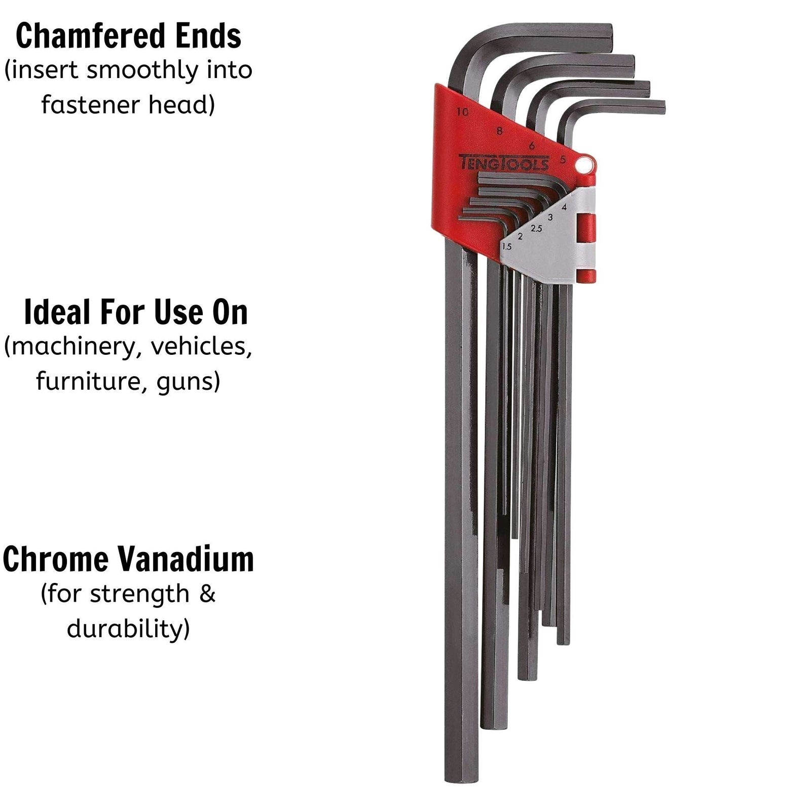 Teng Tools Extra Long Hex Key Set 9 Pieces