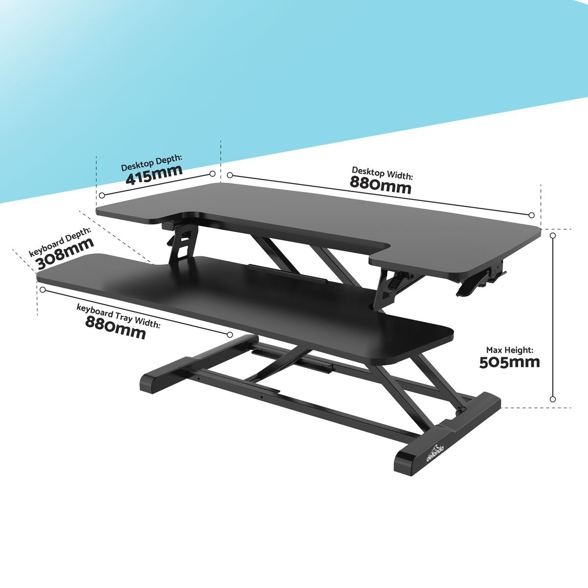 Dellonda 89cm Adjustable-Height Standing Desk Riser 15kg Capacity DH15