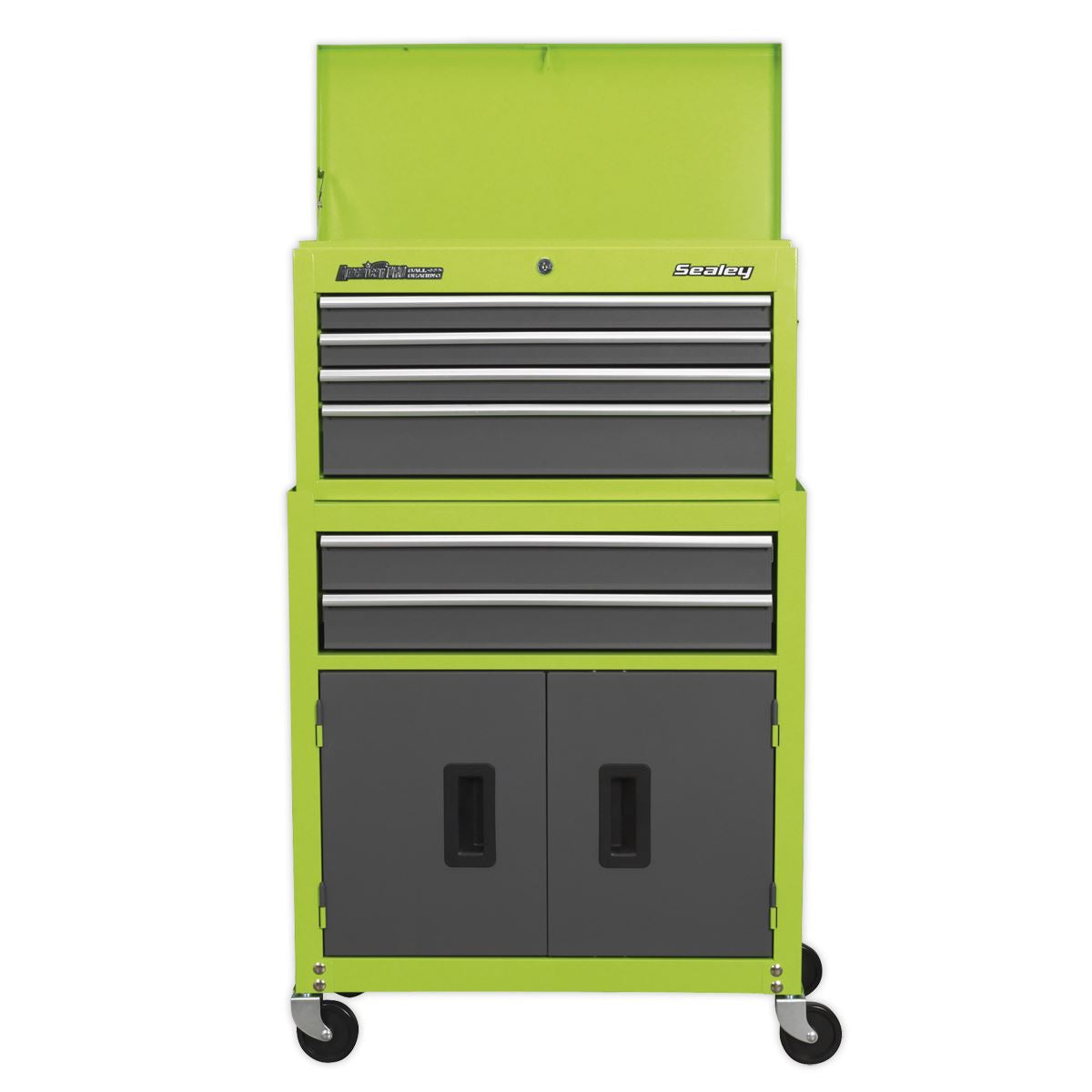 Sealey Topchest & Rollcab Combo 6 Drawer- Hi-Vis Green/Grey AP2200BBHV