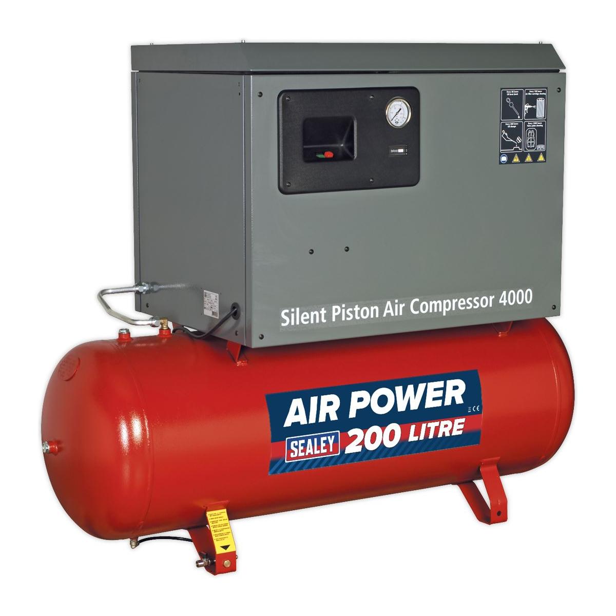 Sealey 200L Low Noise Belt Drive Air Compressor with Cast Cylinders 3hp