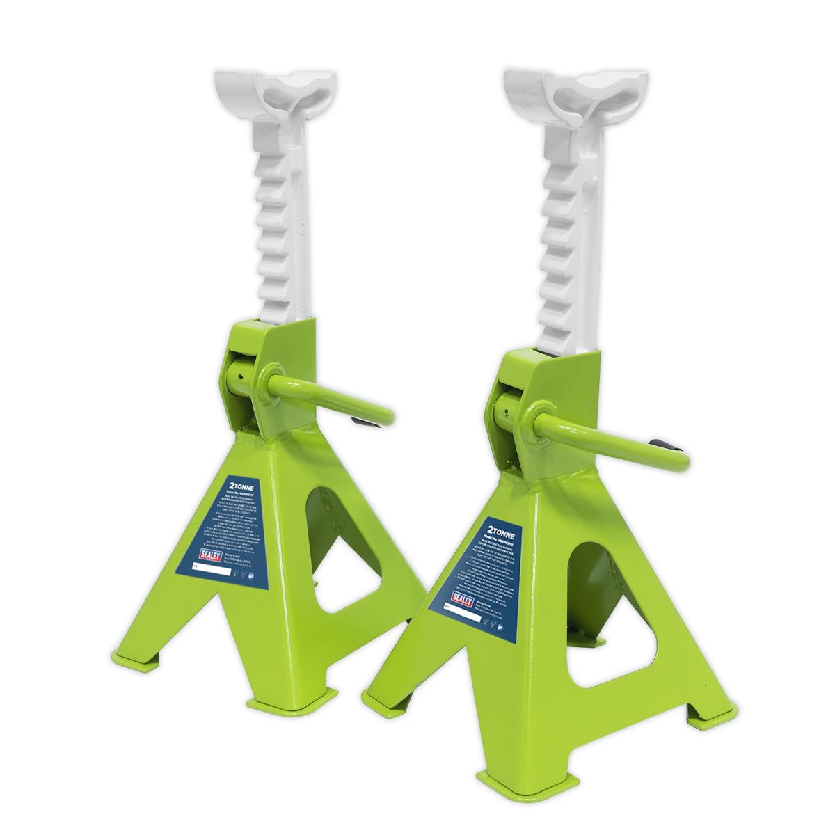 Sealey AXLe Stands (Pair) 2 Tonne Capacity per Stand Ratchet Type Hi-Vis Green