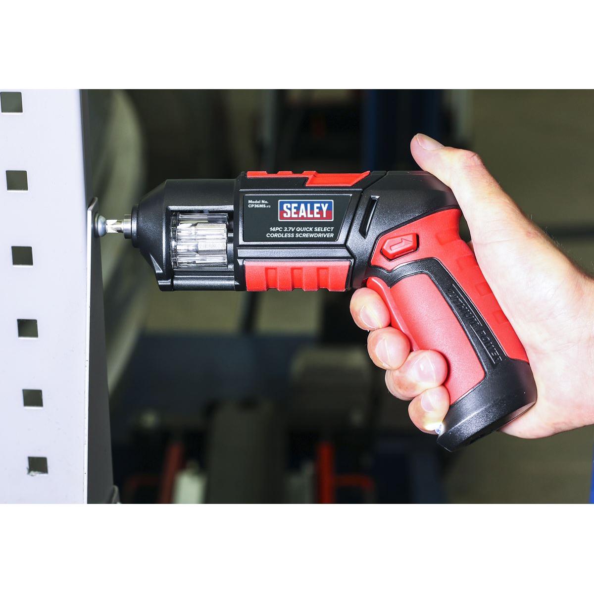 Sealey Cordless Screwdriver Quick Select 14pc 3.7V Lithium-ion CP36MS
