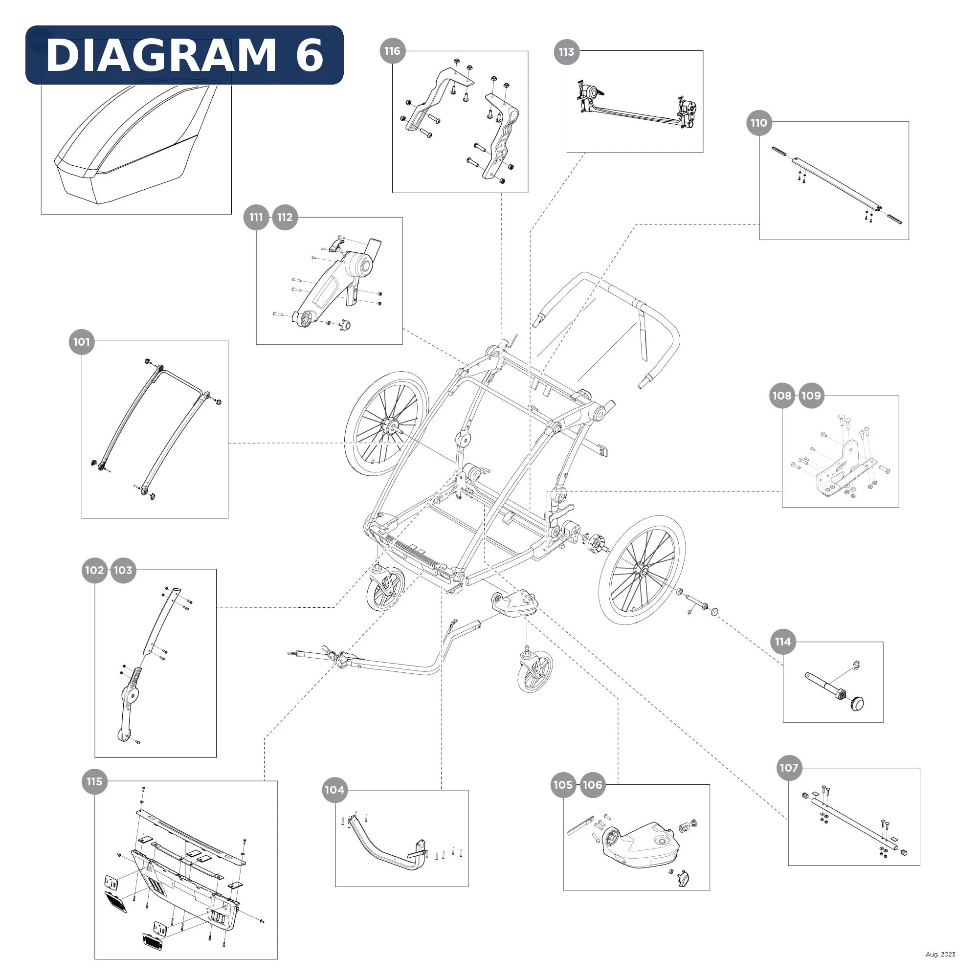 Thule Spare Upper Bracket - left - gray - Thule Chariot Lite 1540105346