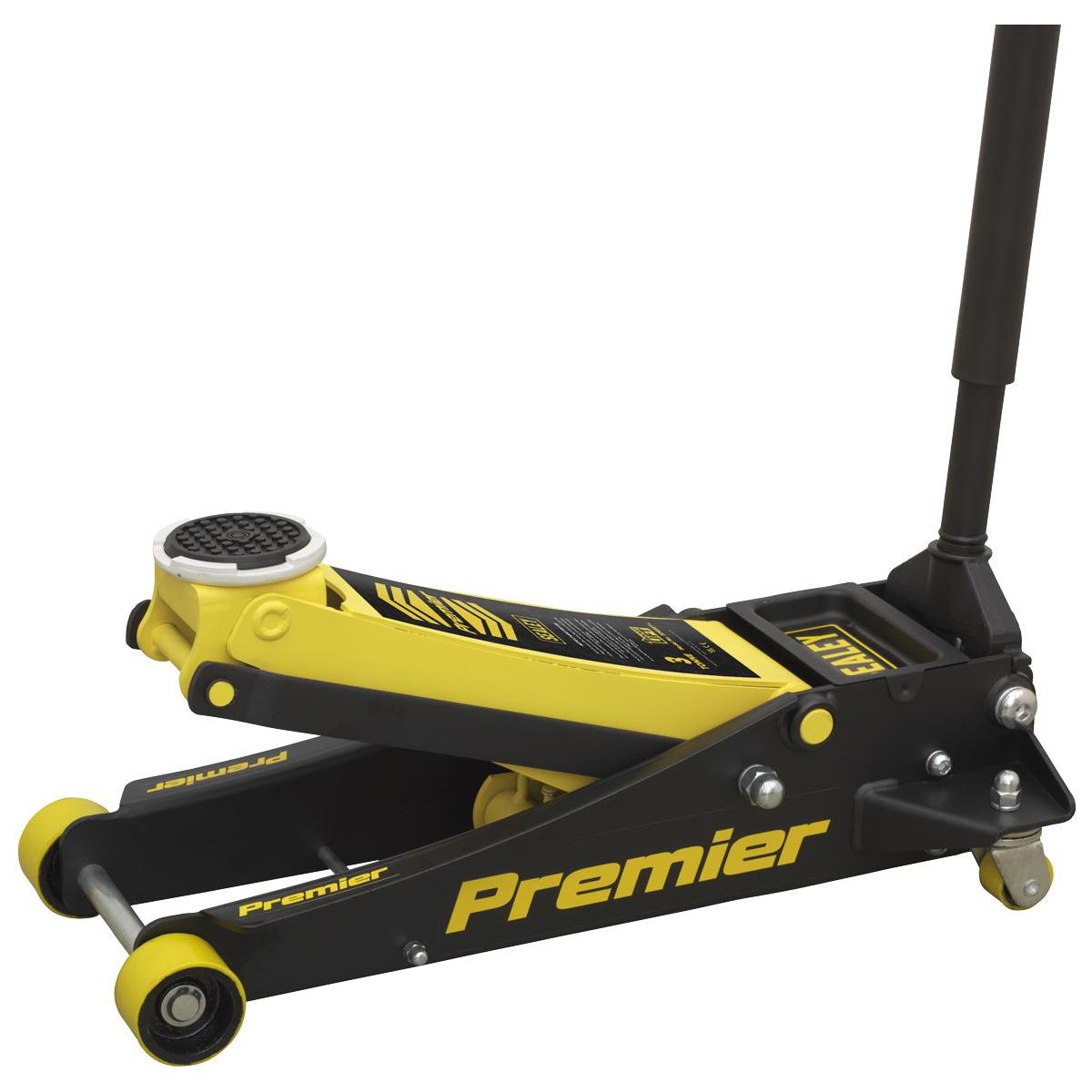 Premier Low Profile Trolley Jack with Rocket Lift 3 Tonne - Yellow