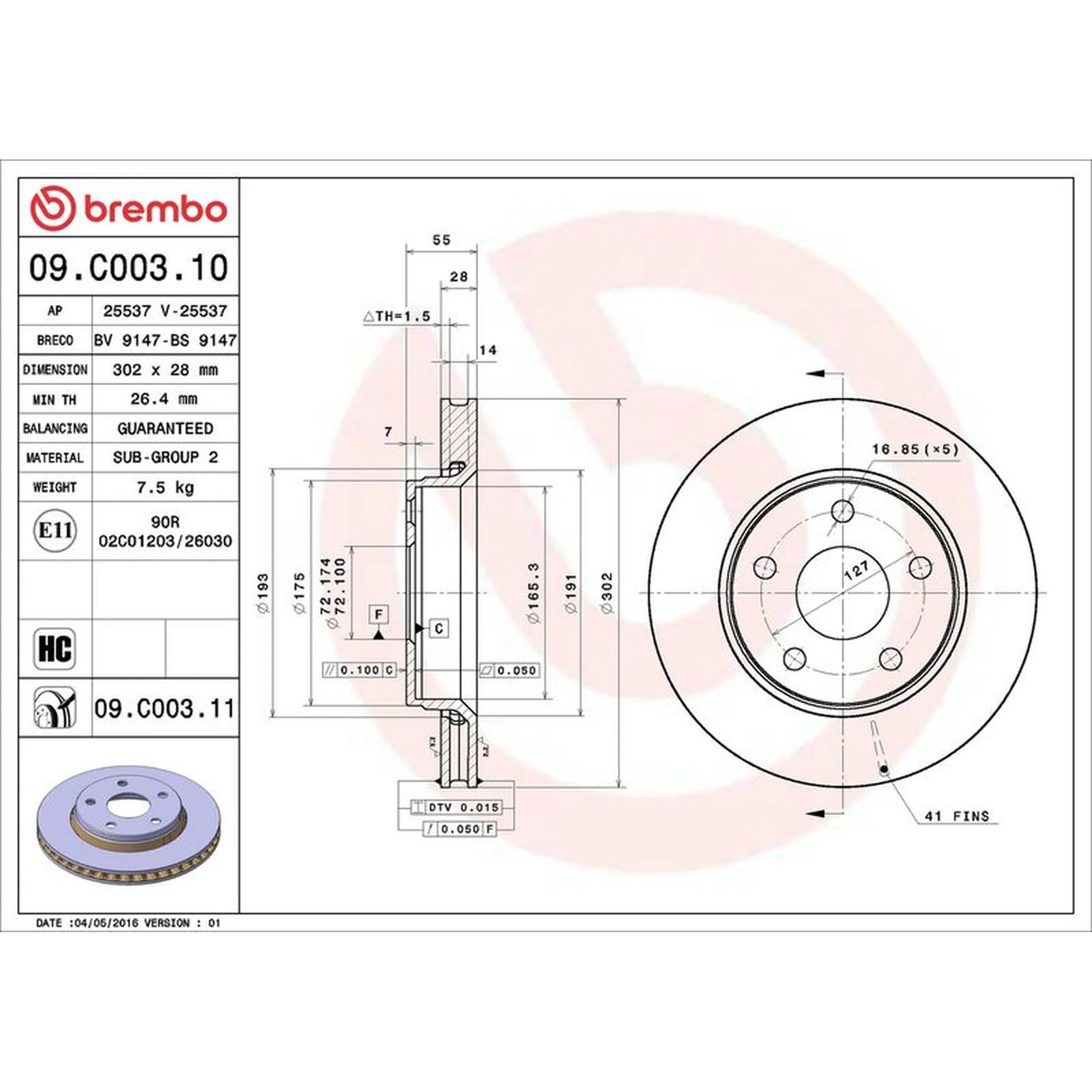 Brembo 2 x Brake Discs fits Jeep Wrangler III 2007-2011 2.8 3.6 3.8