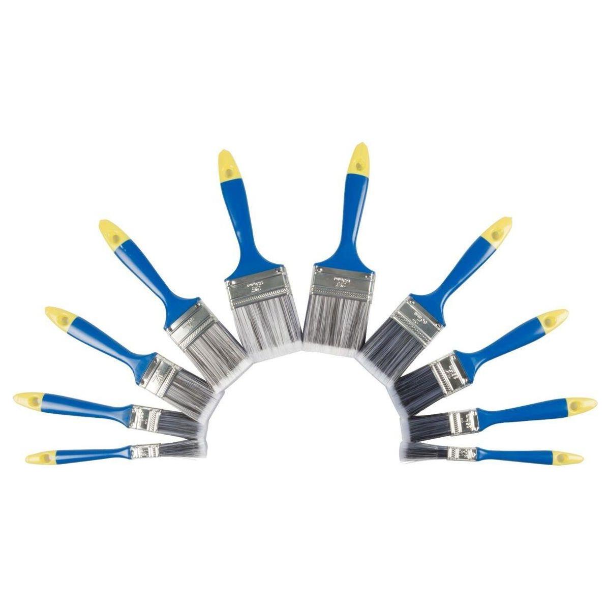 KINZO Paint Brushes x 10 Synthetic Flat Brush Paint Brush DIY Home Decorating