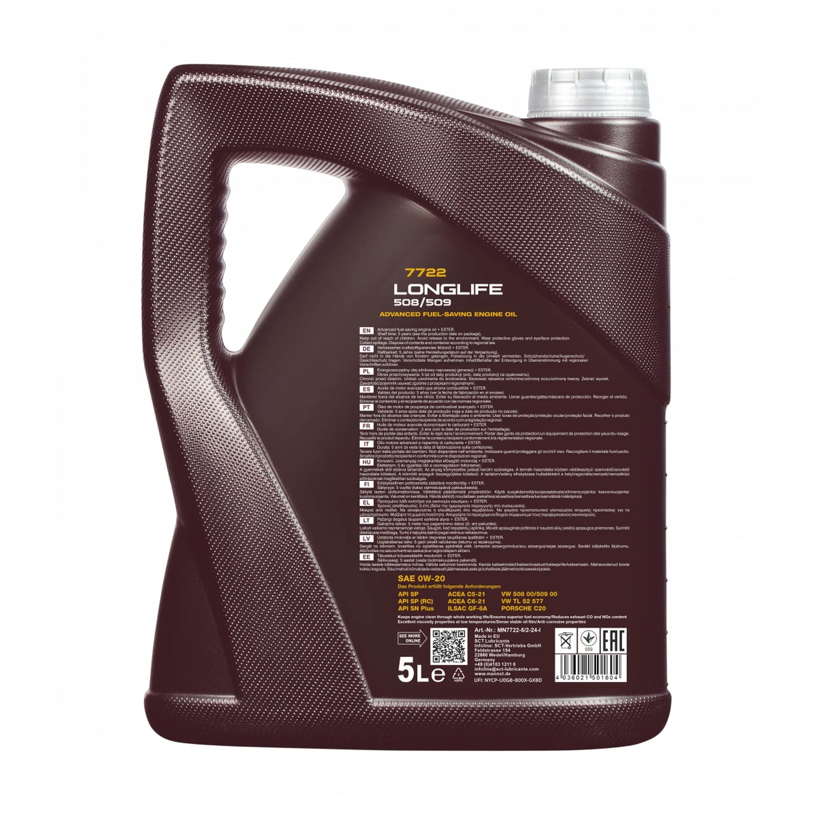 Mannol VW 508 509 0W-20 0W20 Fully Synthetic Long Life Engine Oil MB 229.71 5L