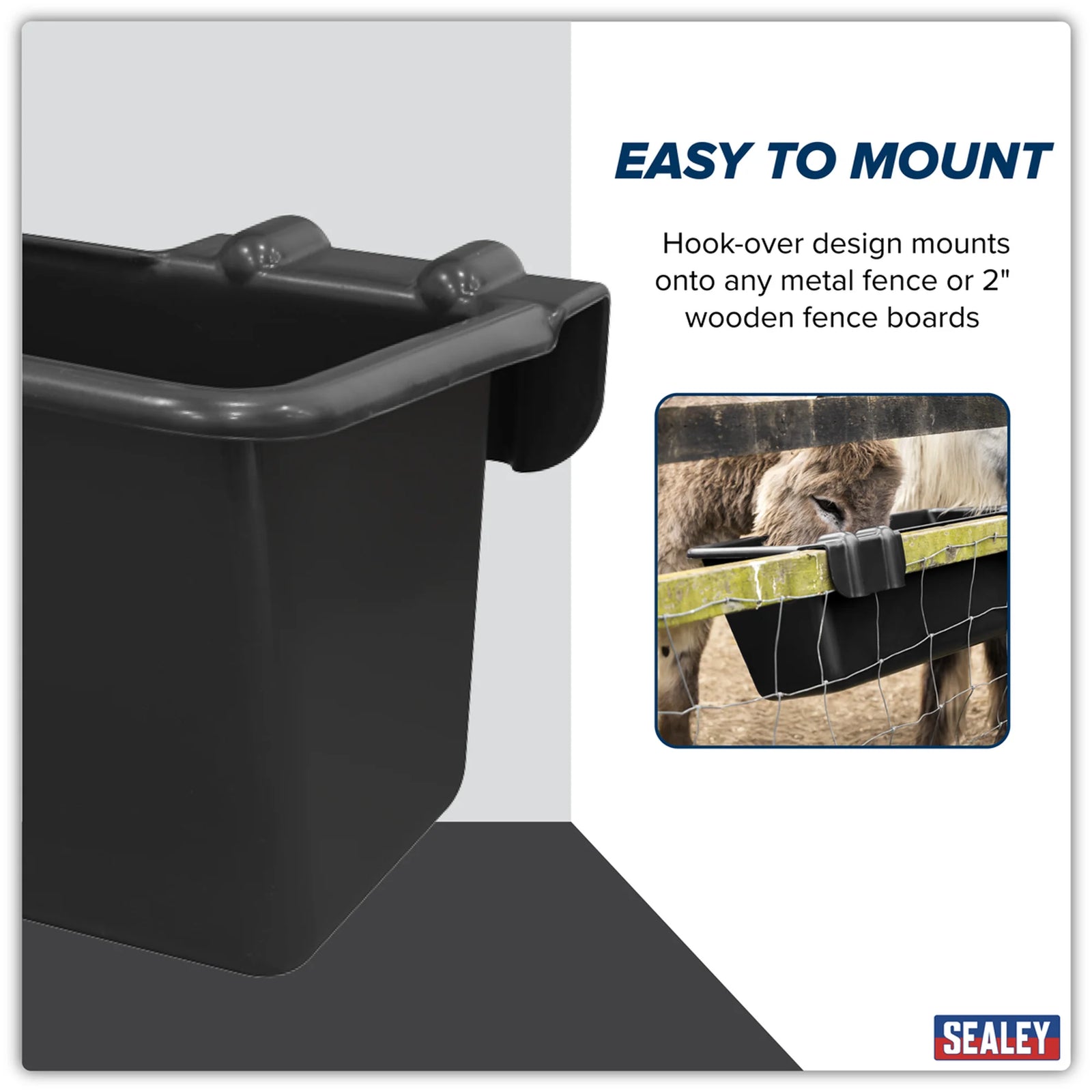 Sealey Hook-Over Trough 40L - Durable Plastic for Farm Animals