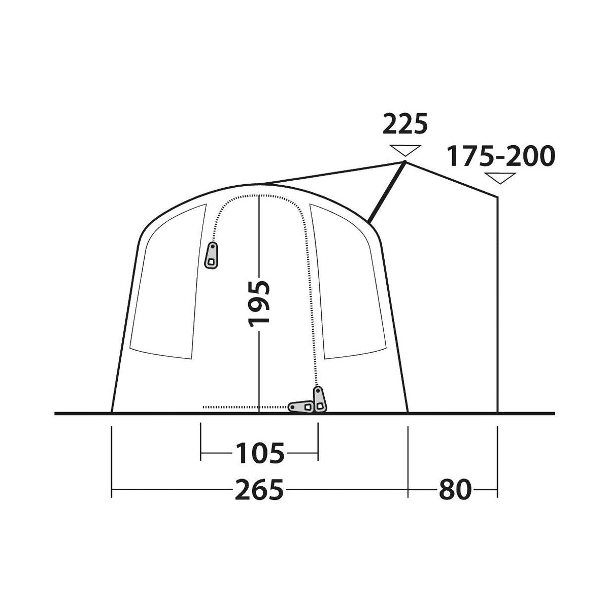 Outwell Armona Driveaway Awning Campervan 175-200cm Low