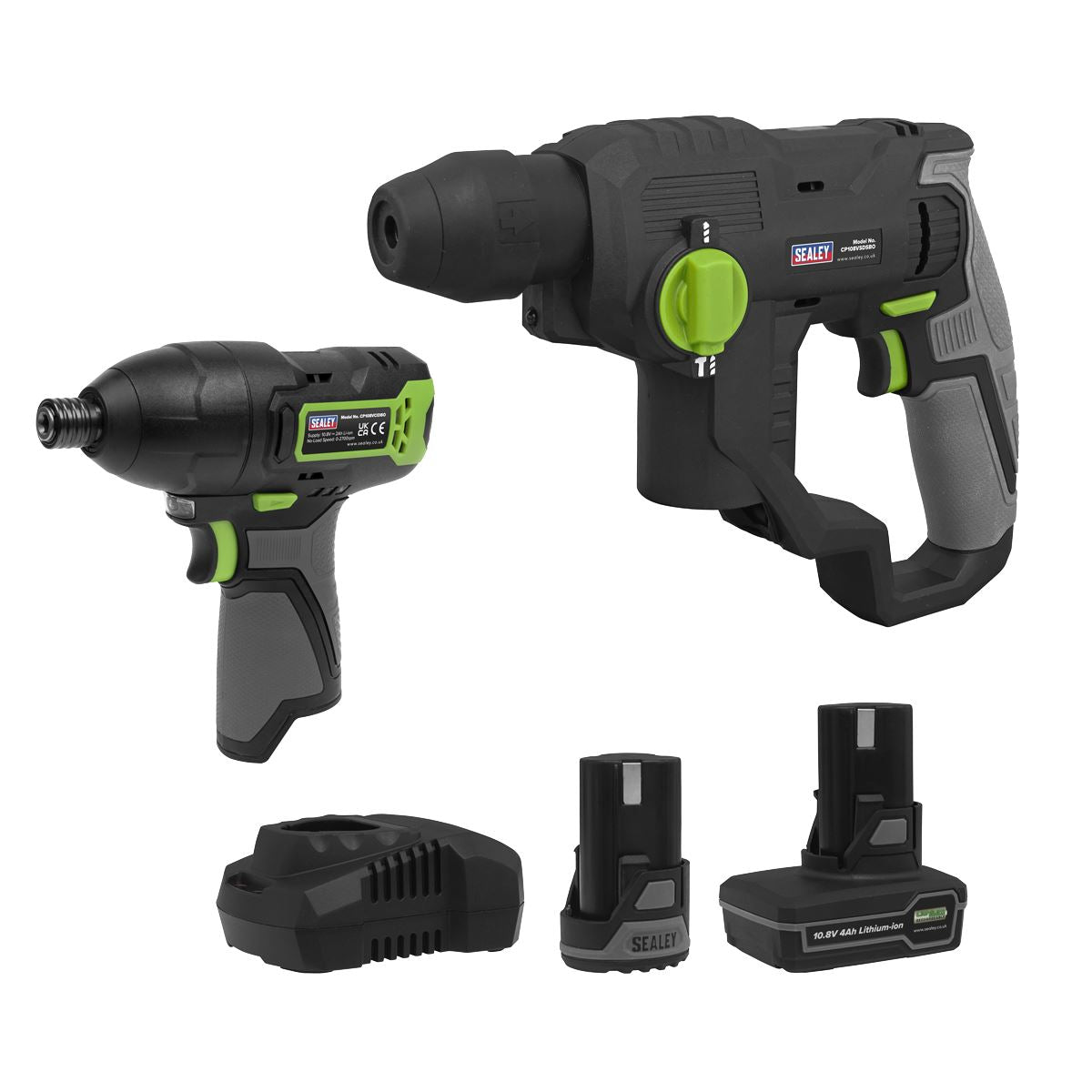 2 x SV10.8 Series Cordless Rotary Hammer Drill & Impact Driver Kit 10.8V 2