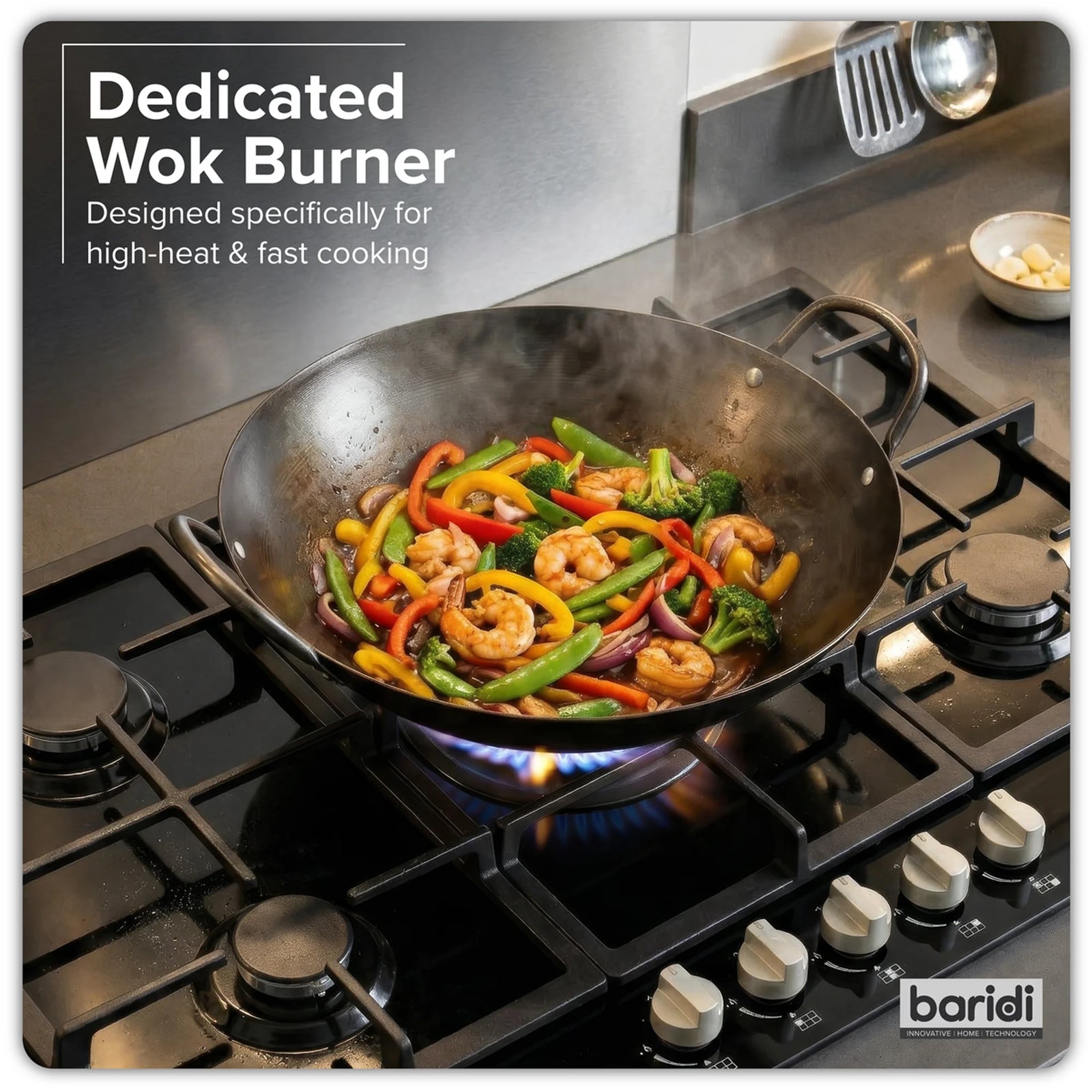 Baridi Gas Hob DH383 90cm with 5 Burners & 11kW Power