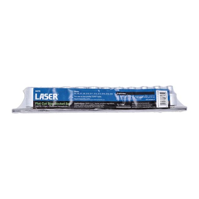 Laser Flat Cut Star Socket Set 3/8"D 11pc 8475