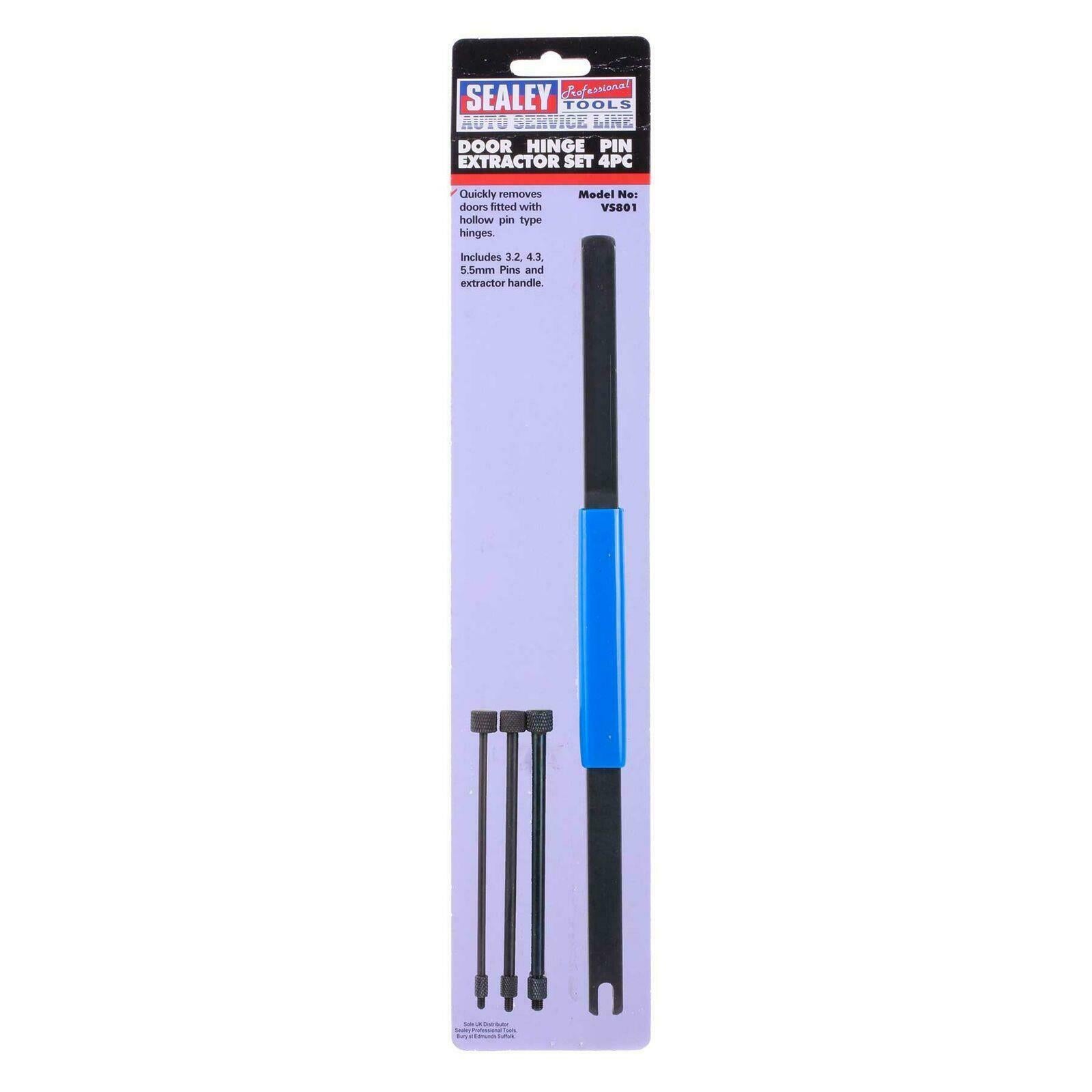 Sealey Car Door Hinge Pin Extractor Removal Tool Extractor Remover 4 Piece Set