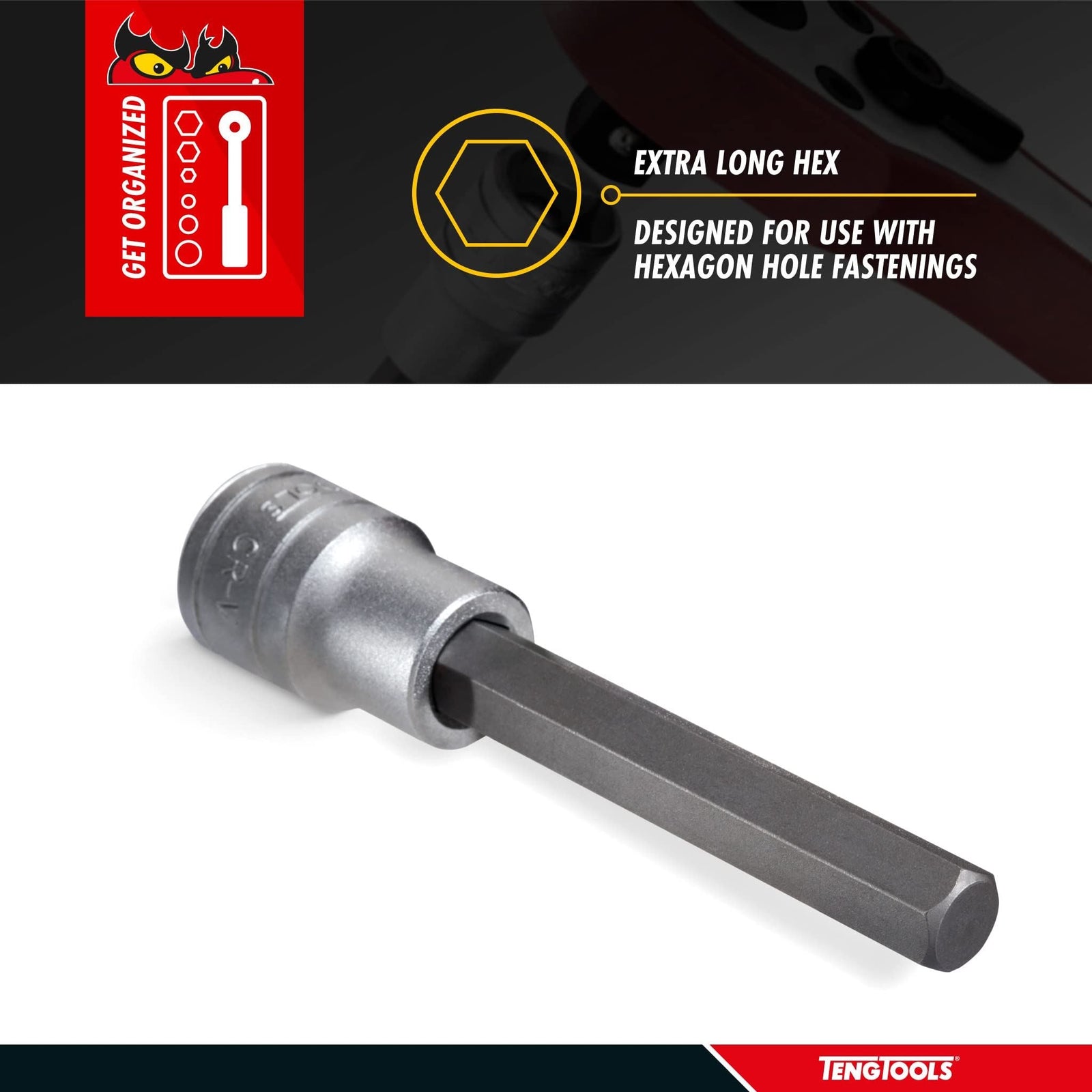 Teng Tools 1/2" Long Hex Bit Socket Metric 10mm