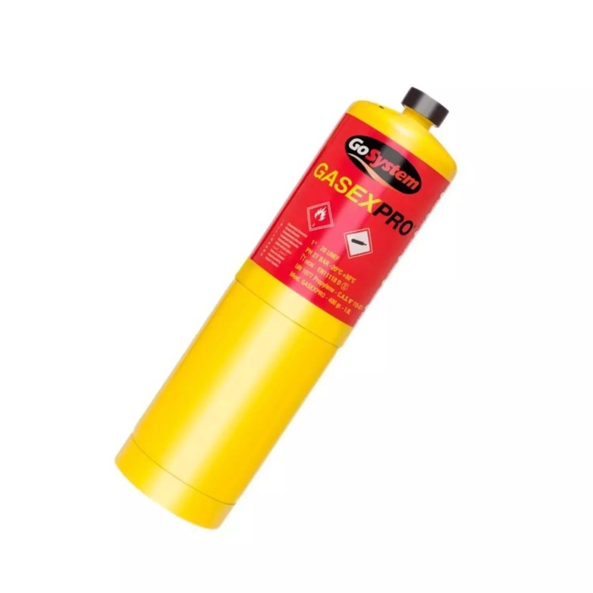 Go System Propylene Gas Cylinder Robust Steel Cylinder Yellow 400g