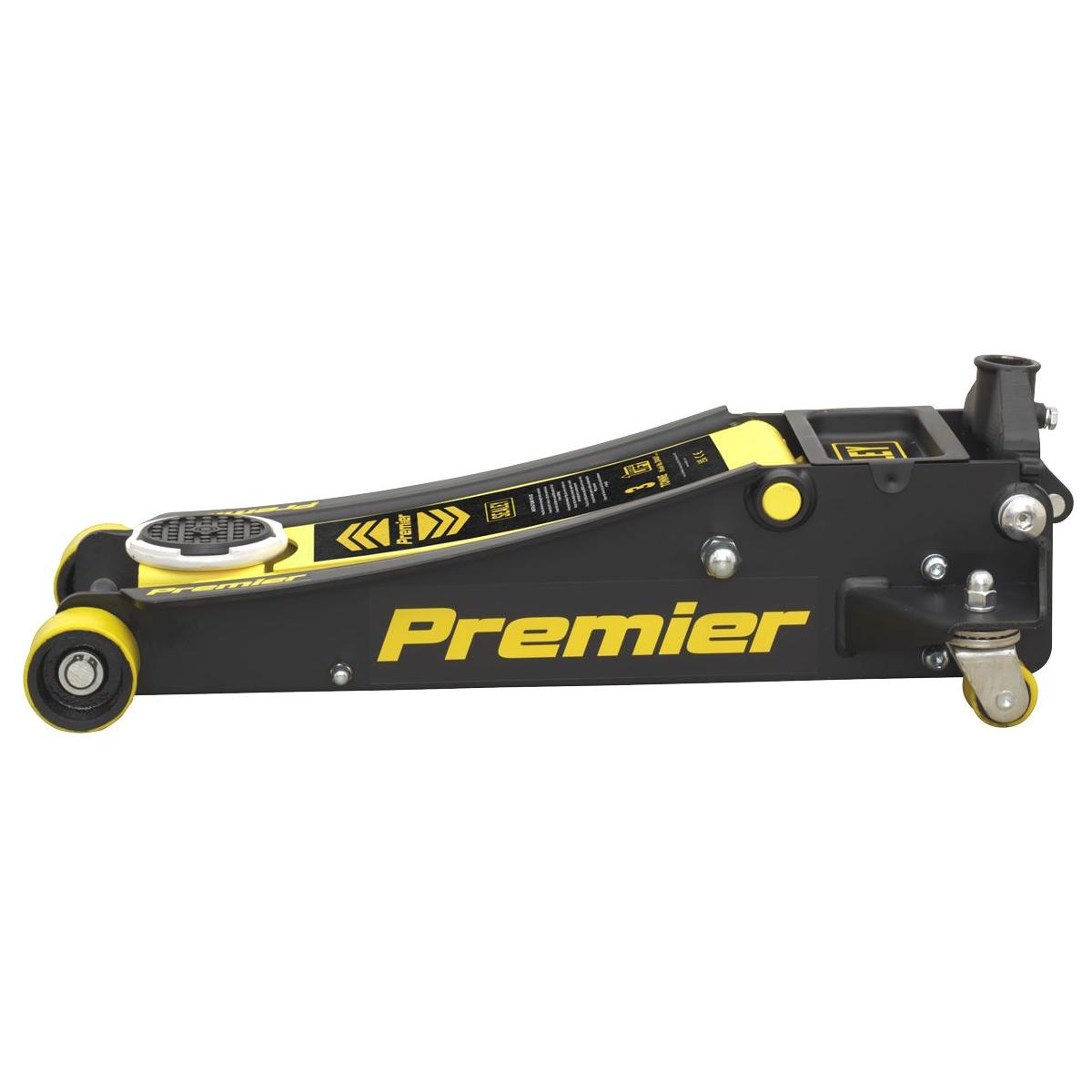 Premier Low Profile Trolley Jack with Rocket Lift 3 Tonne - Yellow