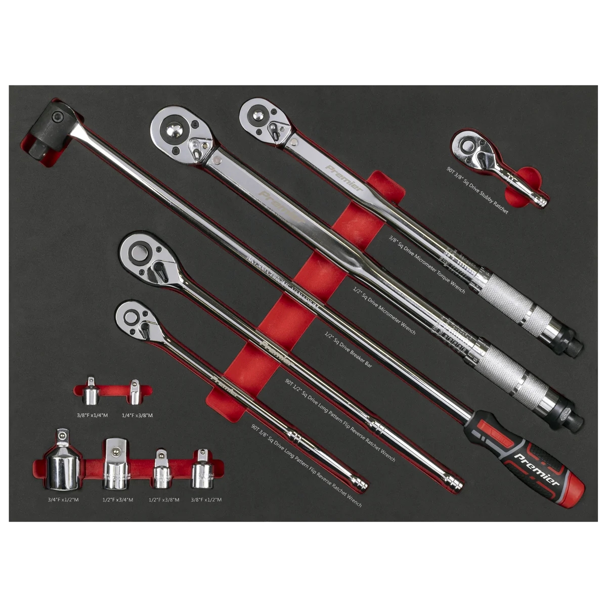 Sealey Premier Ratchet Torque Wrench Set TBT45 12 Piece with Tool Tray