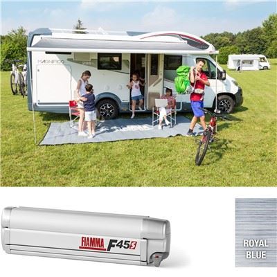 Fiamma F45S 375cm Awning Titanium Case Royal Blue Fabric Motorhome Caravan