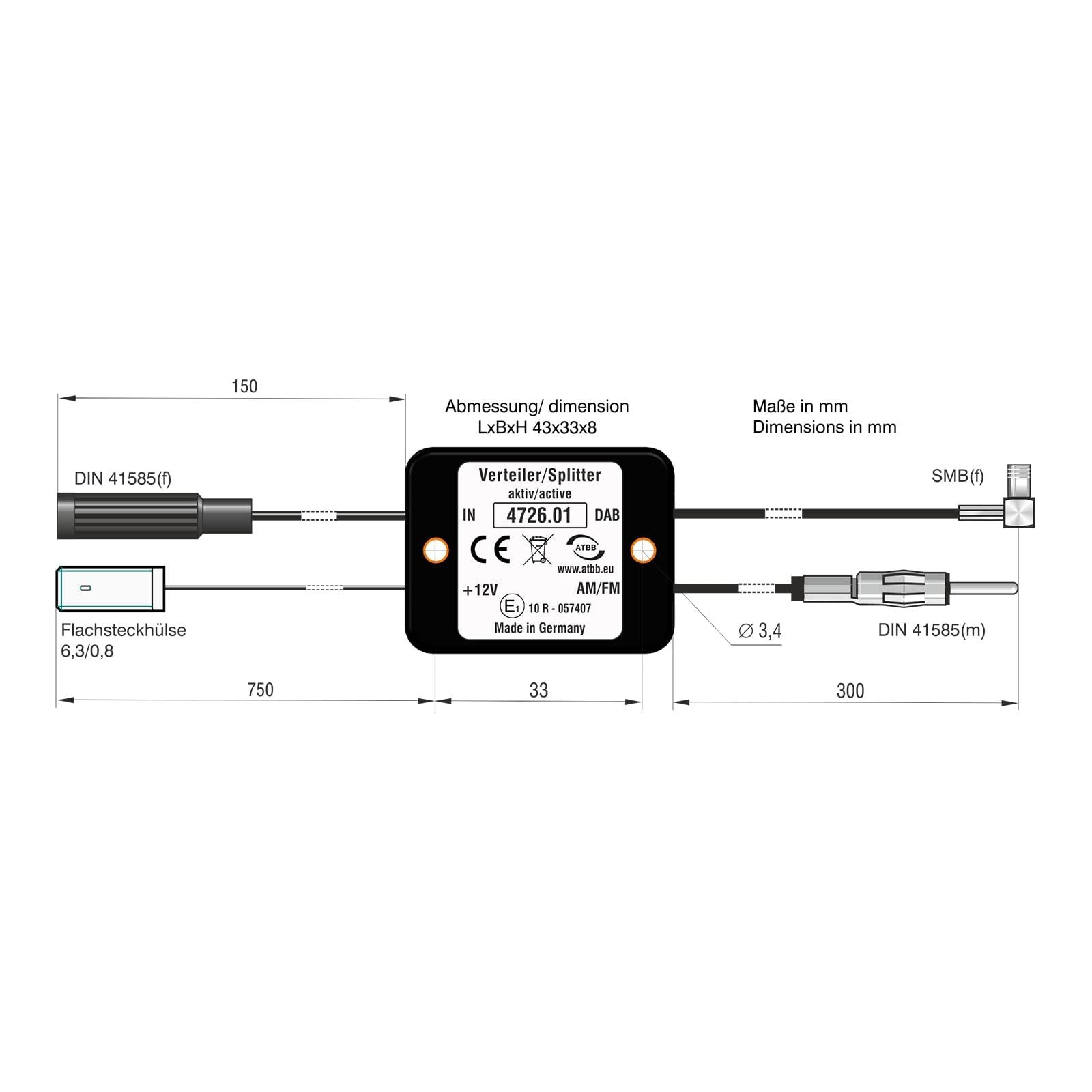 Active Antenna Splitter For Fm/Dab+ PS2912