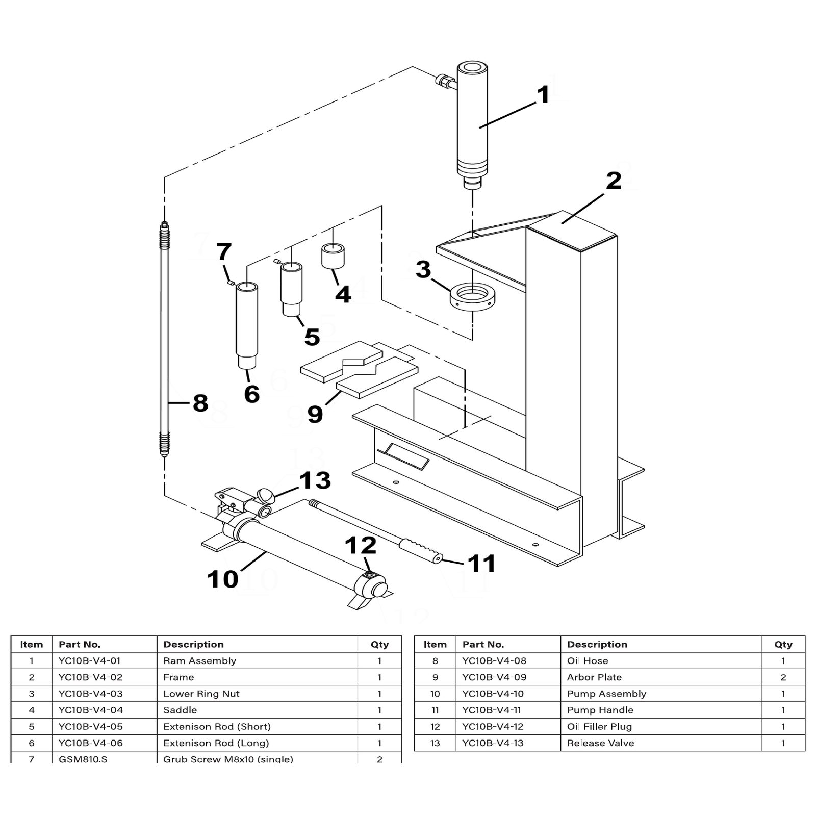 Sealey Pump Assembly YC10B-V4-10