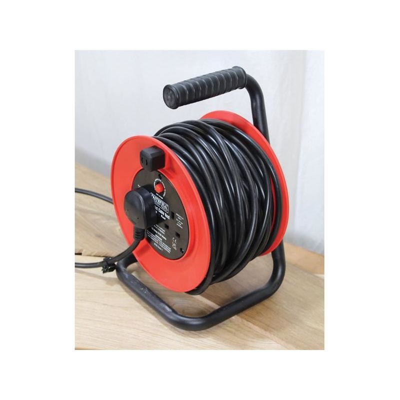 Faithfull Power Plus Open Drum Cable Reel 240V 13A 2-Socket 25m