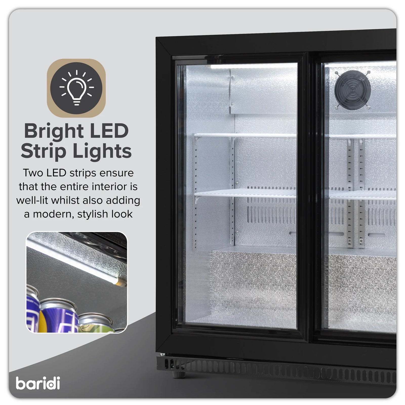 Baridi Back Bar Drinks Fridge Cooler DH273 190L Black