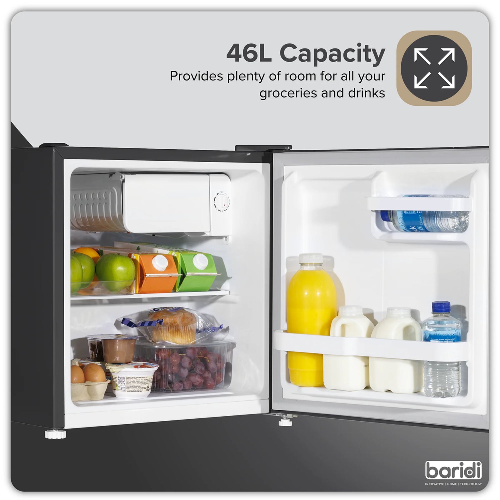 Baridi Tabletop Fridge DH257 46L Capacity with Ice Box
