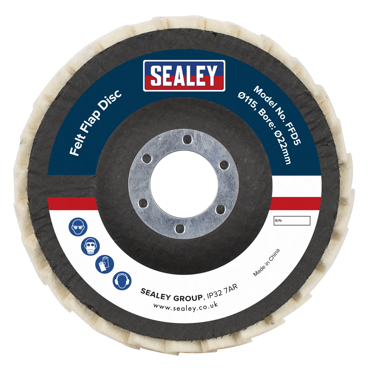 Sealey Felt Flap Disc Ø115mm Ø22mm Bore - Pack of 5