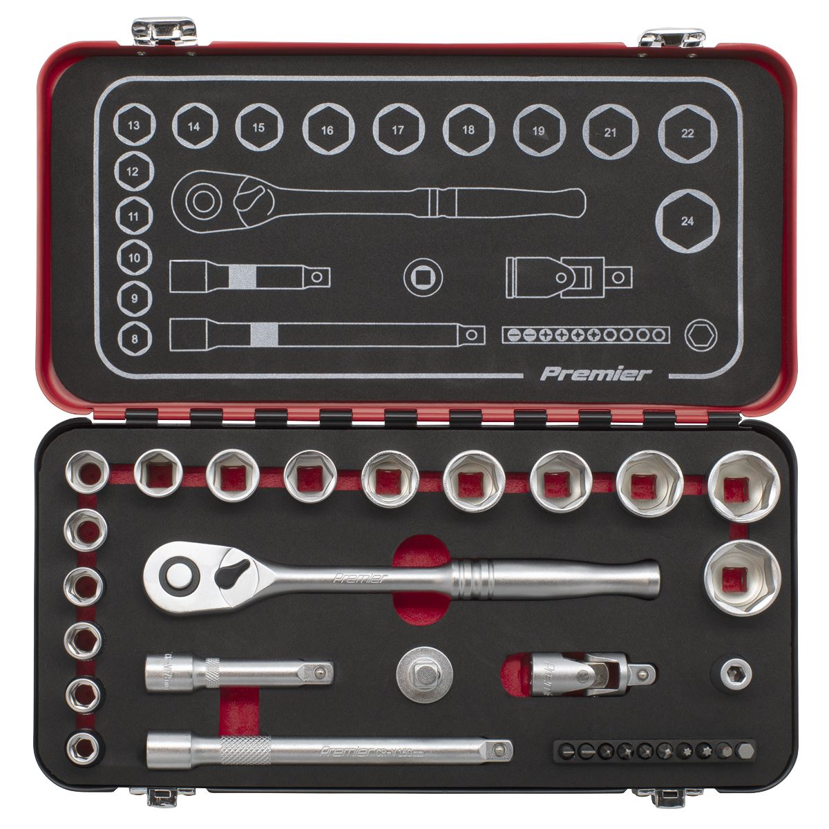 Sealey Premier Platinum Premier Platinum Socket Set 3/8"Sq Drive 31pc AK7921