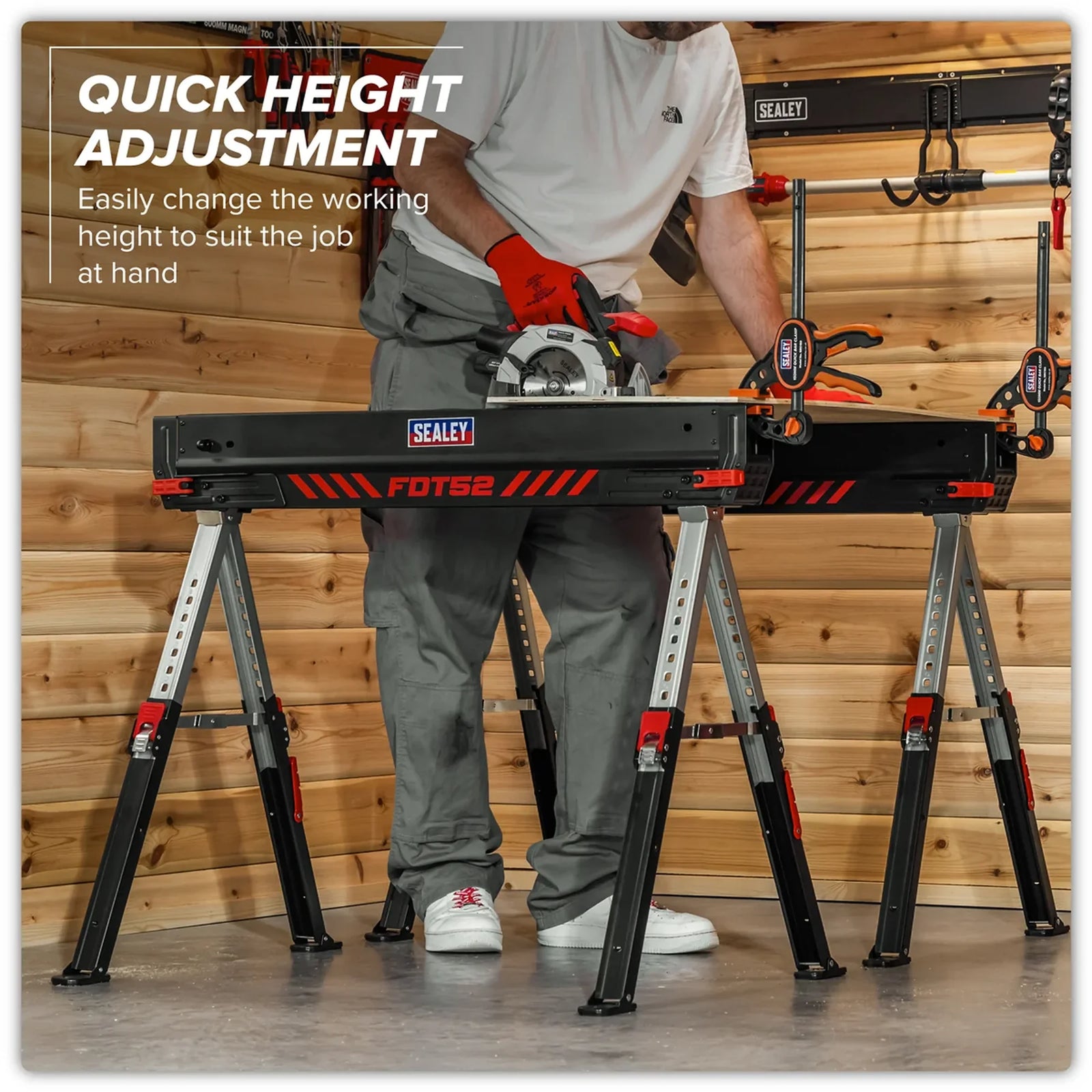 Sealey Adjustable Sawhorse Set 2 Piece 590kg Capacity
