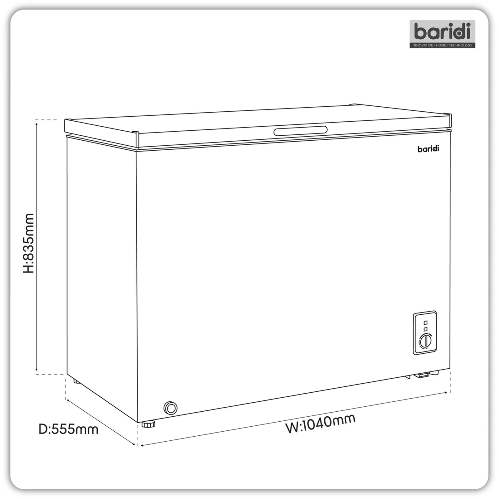 Baridi Chest Freezer DH258 254L Capacity - White