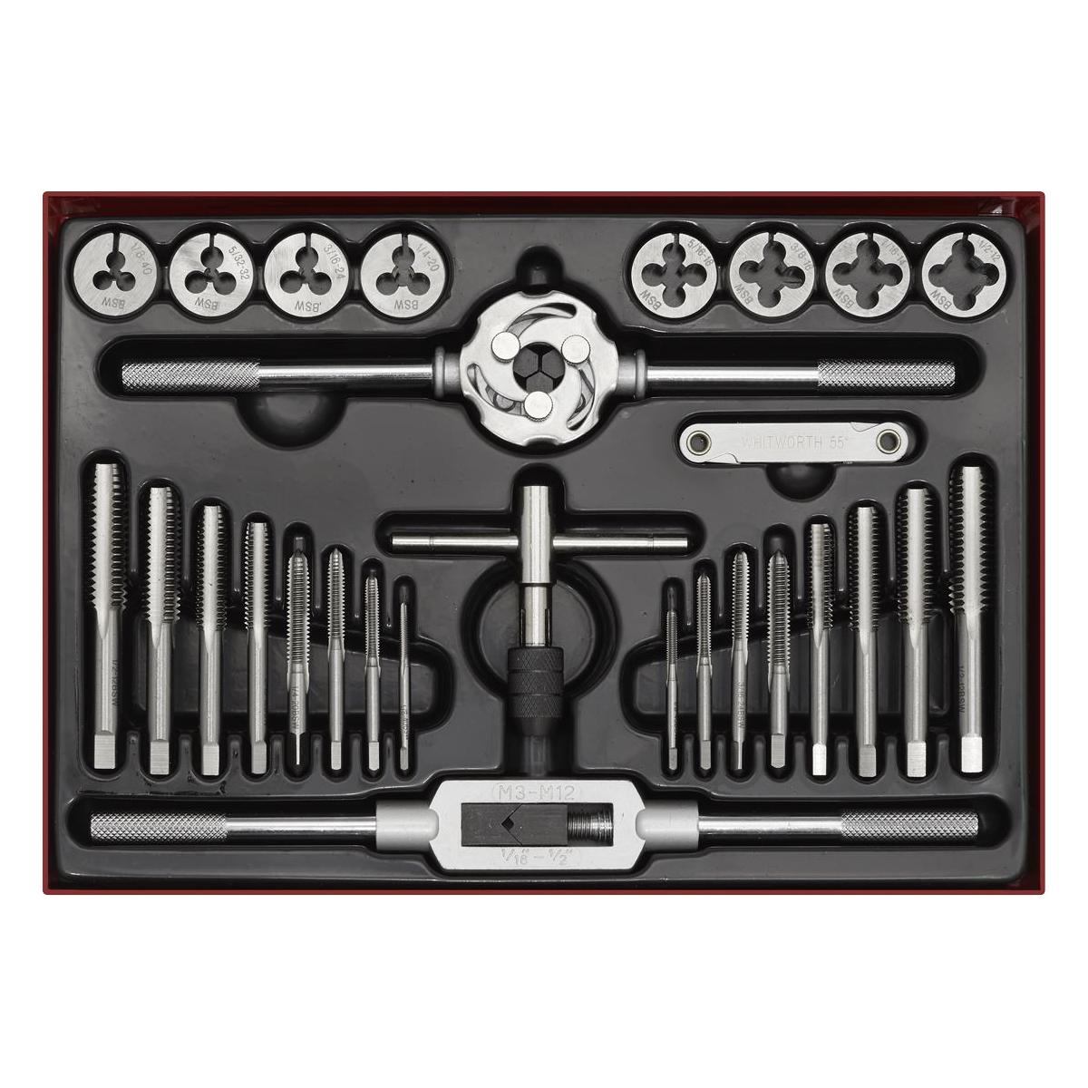 Sealey Imperial Tap & Die Set Split Dies BSW 28pc AK3028BSW