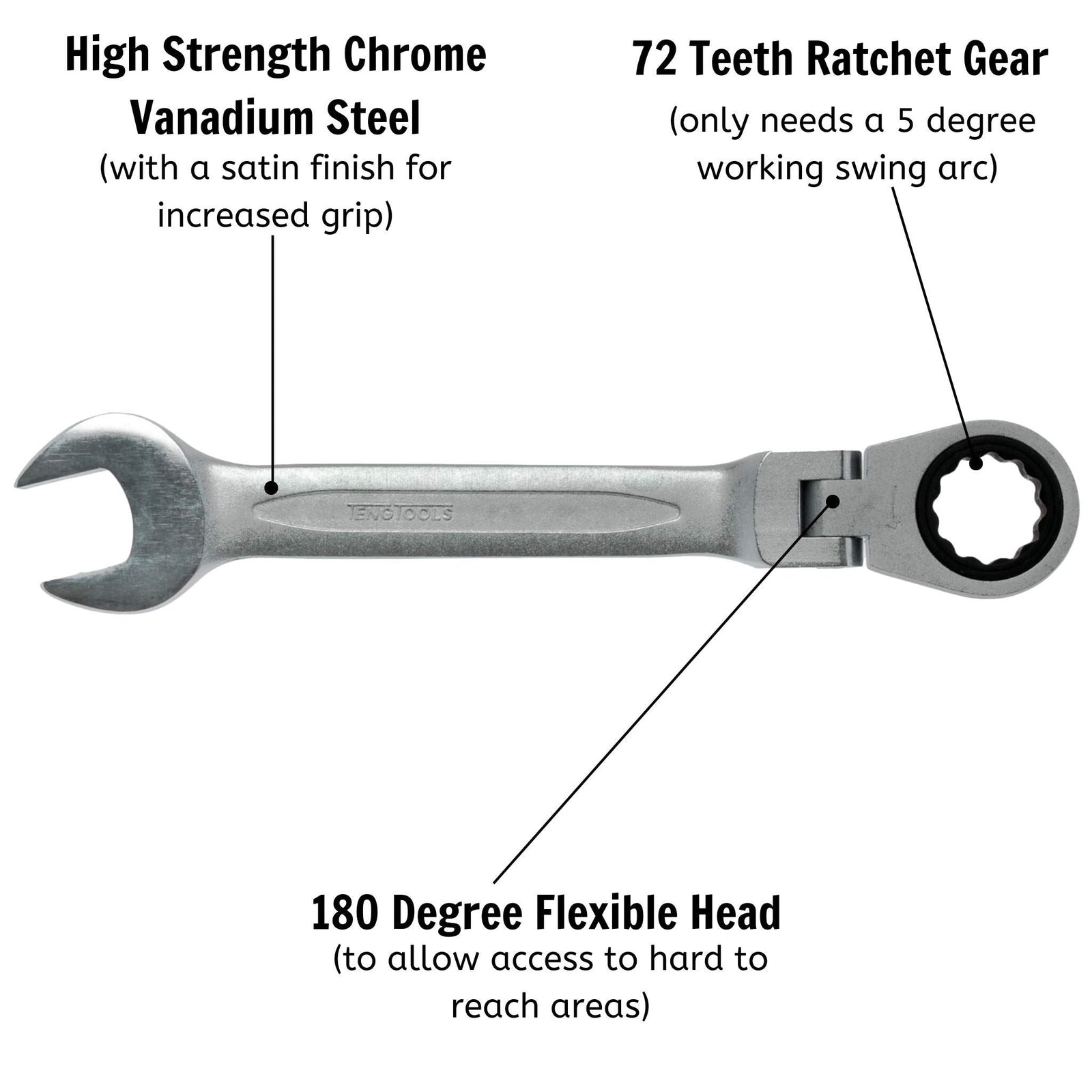 Teng Tools Ratcheting Combination Spanner Metric RF 10mm