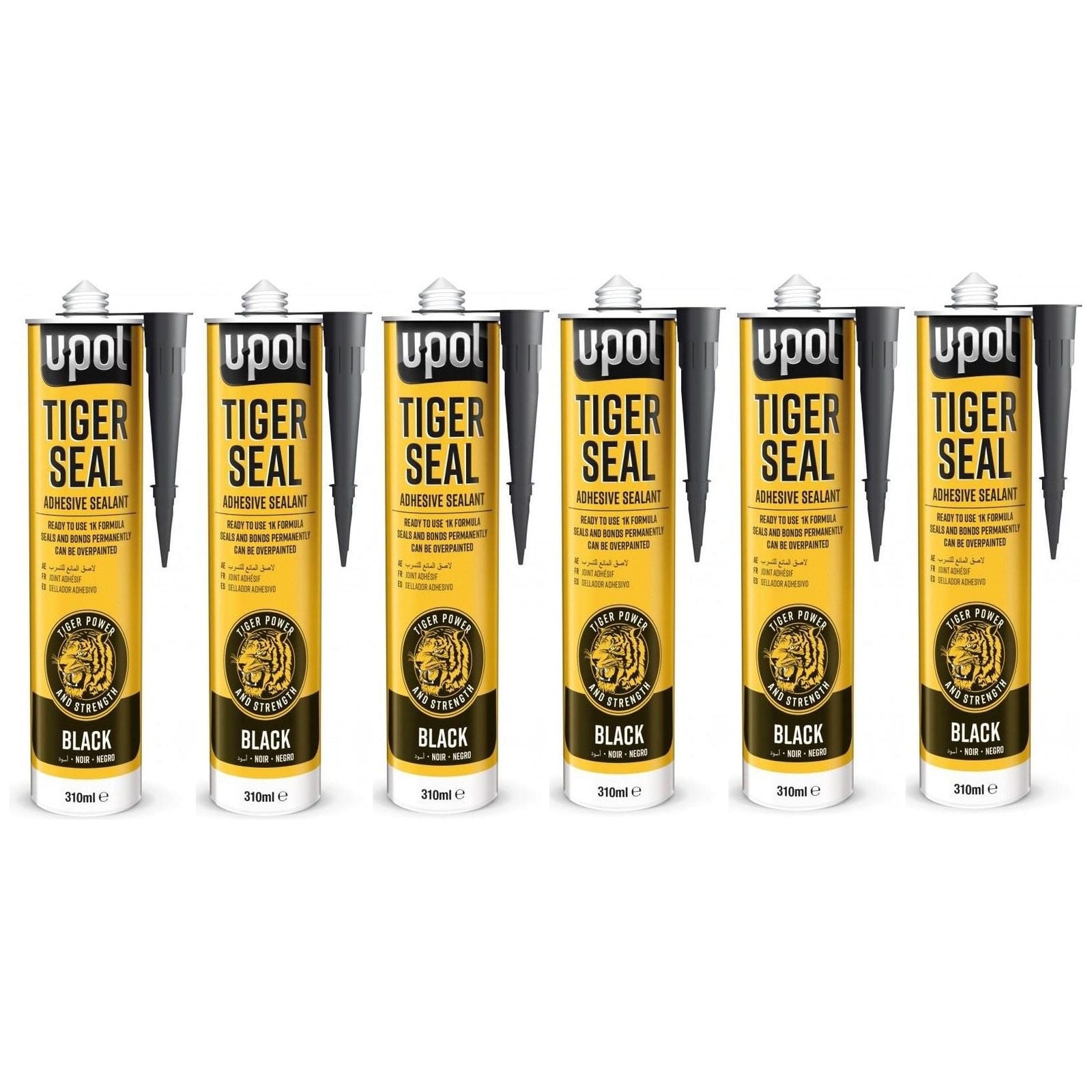 6x Upol Tiger Seal Black 310ml Polyurethane Adhesive Sealant TIG/NB New U-POL