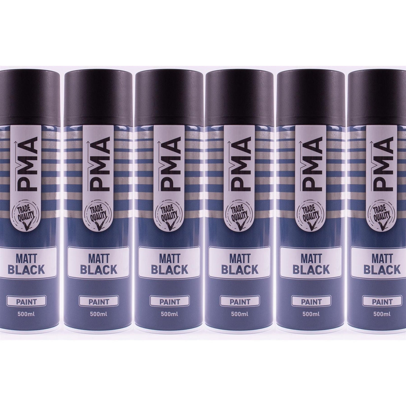 6x PMA Professional Matt Black 500ml Spray Paint High Coverage