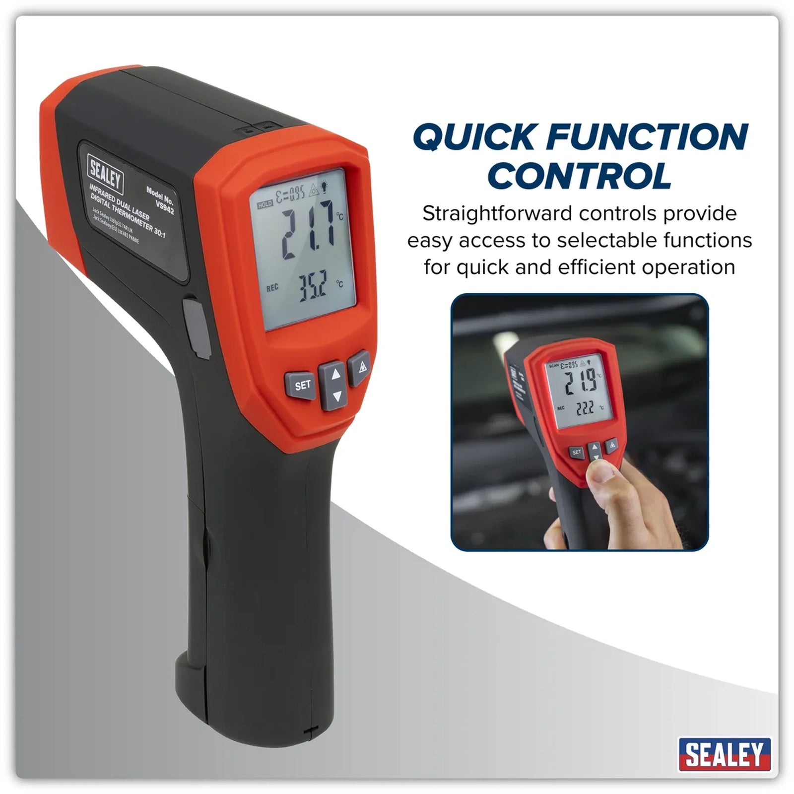 Sealey Infrared Dual Laser Digital Thermometer 30:1 - VS942