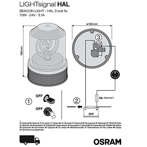 Osram LIGHTsignal HALOGEN BEACON LIGHT, rotating beacon, 360°, aber flashing li