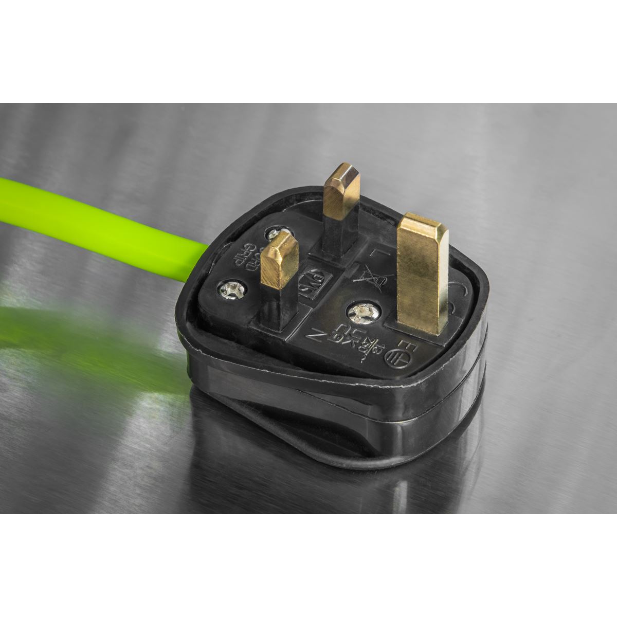Sealey 50m Cable Reel with Thermal Trip 4 x 230V - Hi-Vis Green BCR50G