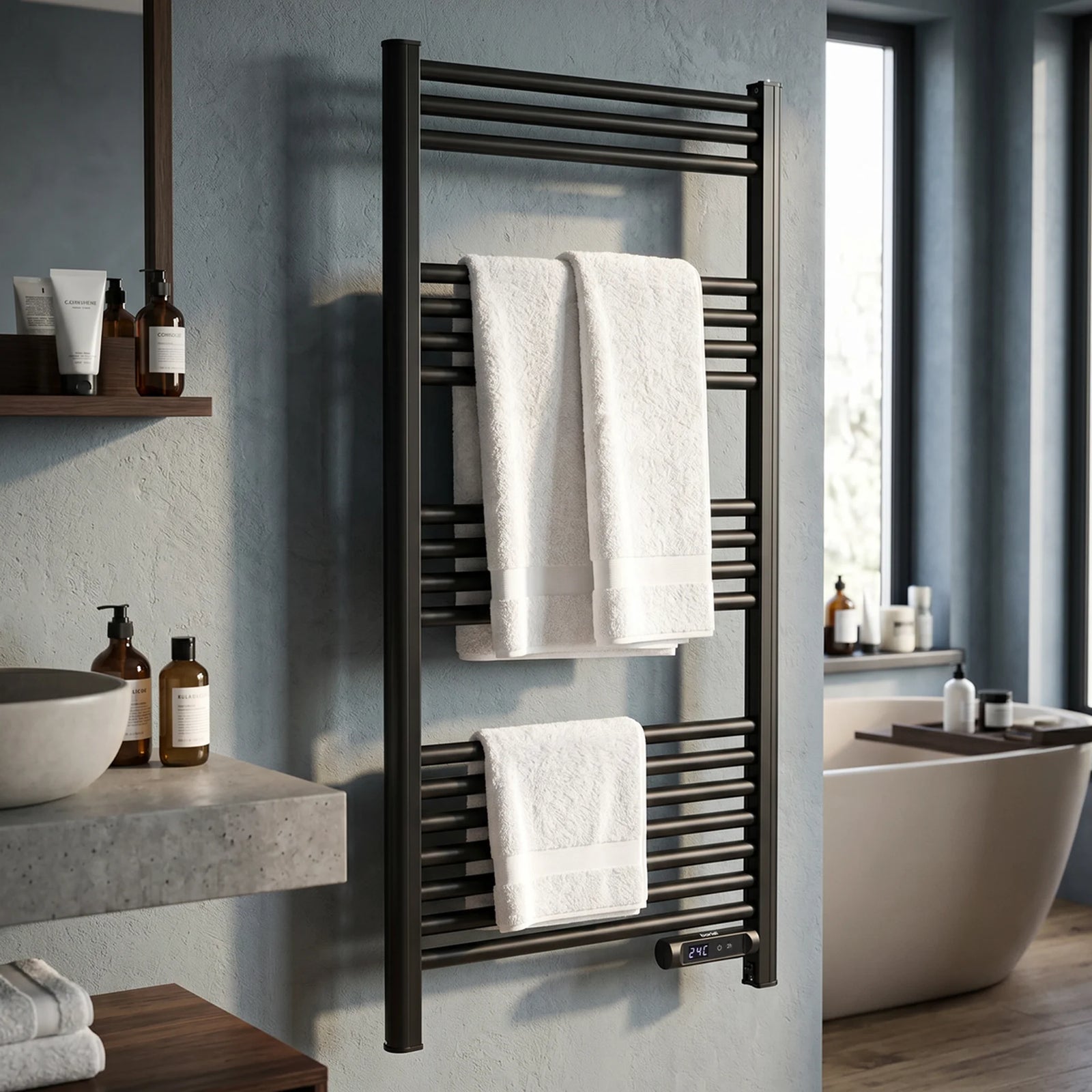 Baridi Electric Heated Towel Rail 425W 1085 x 535mm Black