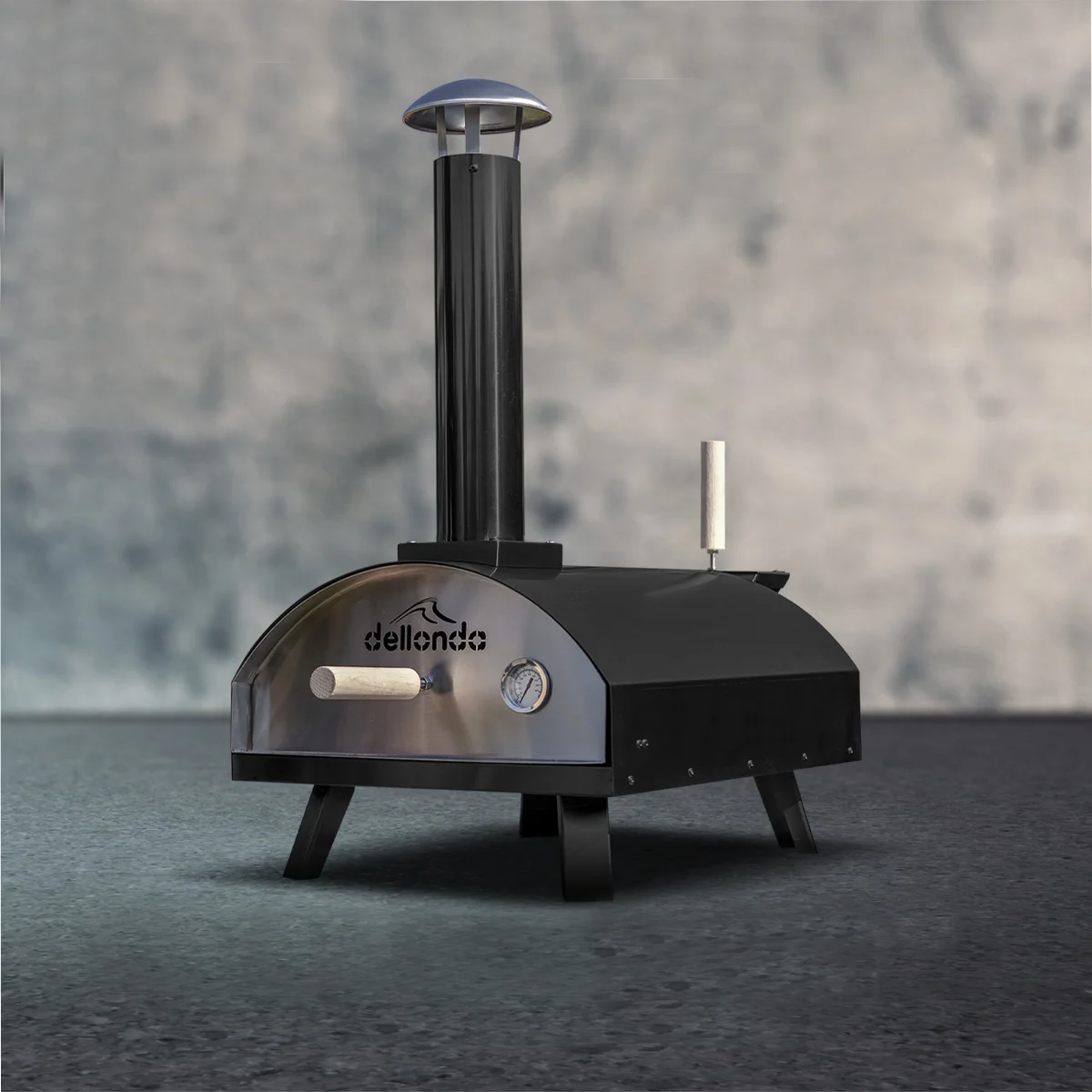 Dellonda Portable Wood-Fired 14" Pizza Oven and Smoking Oven Black/Stainless Steel