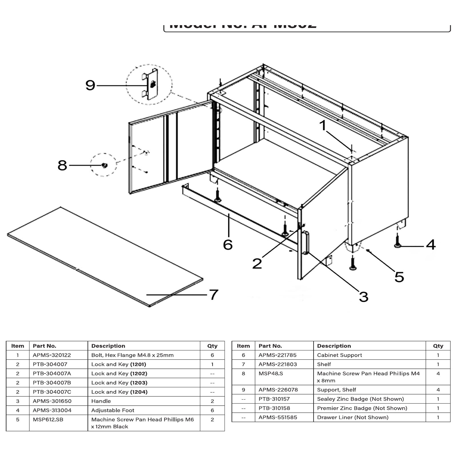Sealey Cabinet support APMS-221785
