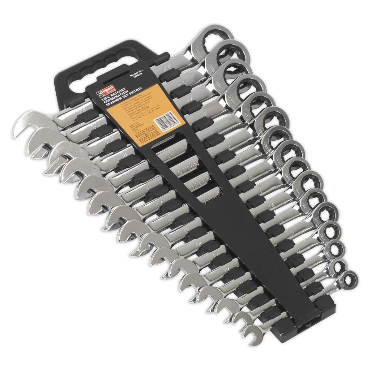 COMBINATION RATCHET SPANNER SET 16PC METRIC