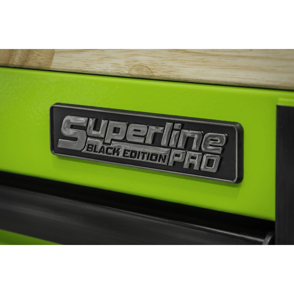 Superline PRO Black Edition Mobile Trolley  Wooden Worktop Hutch 2 Drawer Riser