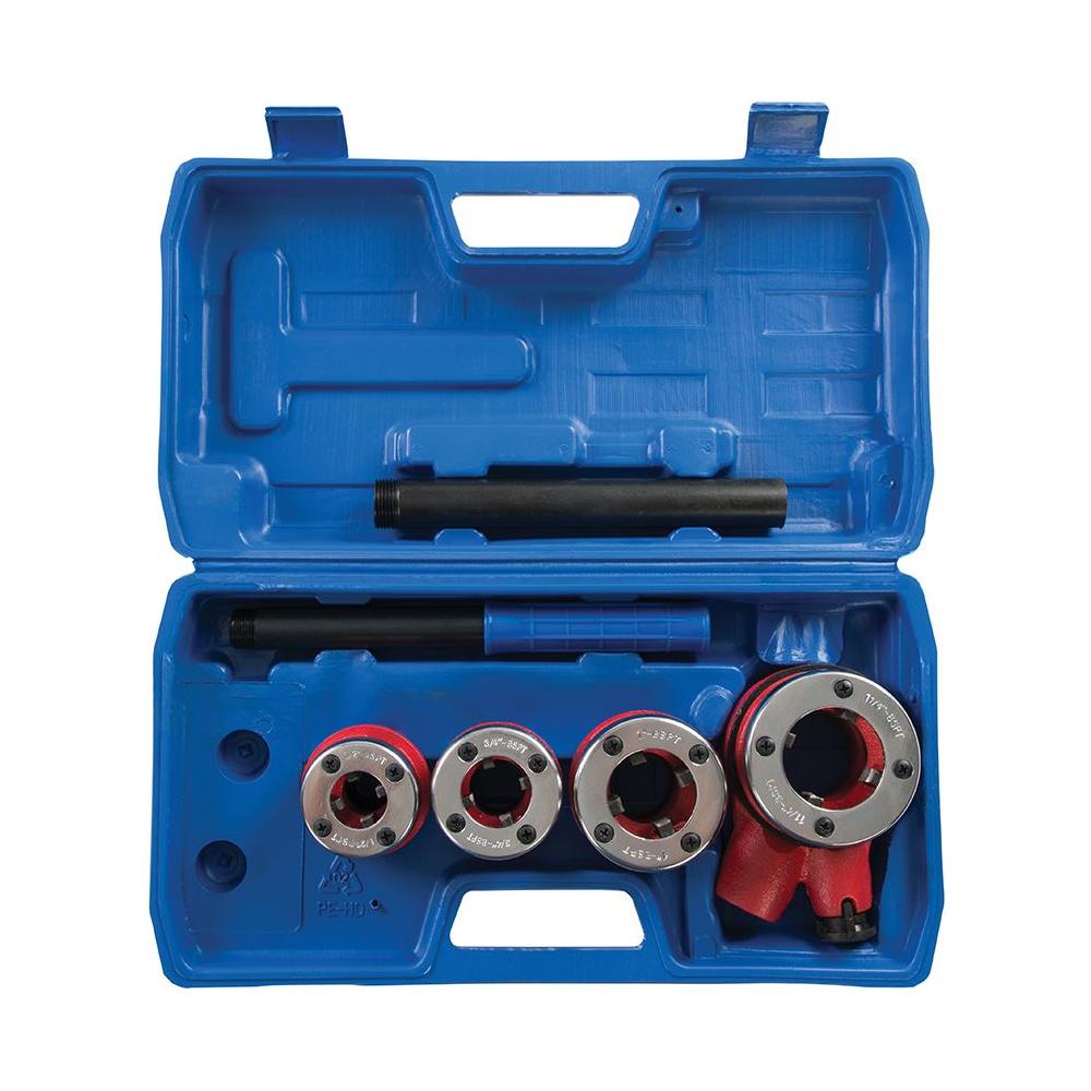 Silverline Pipe Threading Kit 5pce 1/2”, 3/4”, 1” & 1-1/4” BSPT